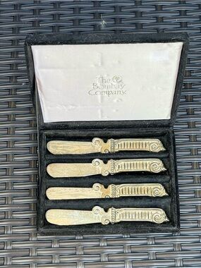 Vintage Bombay Company Goodinger Silverplate Butter Spreaders Set of 4 Orig Box